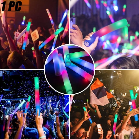 LED Glow Foam Stick – Multicolor Flashing Light Up Sponge Baton for Concerts Festivals Parties Night Events