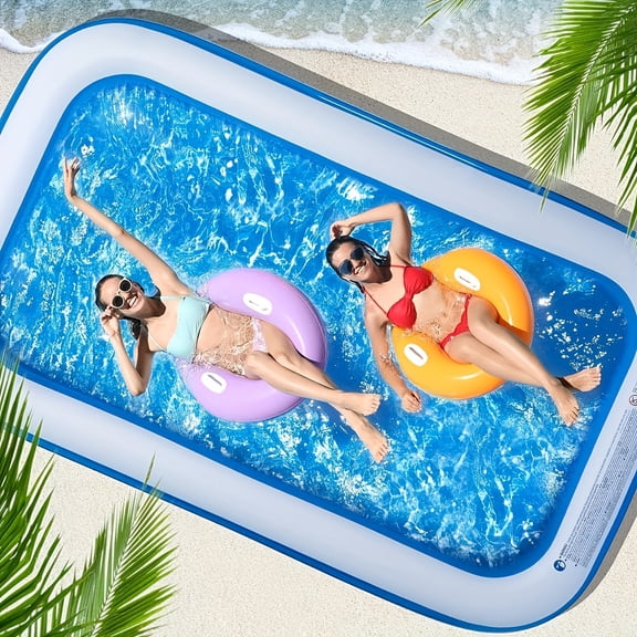 LED Glow Inflatable Swimming Pool Reinforced Thickened PVC Material Quick Inflation Easy Setup For Courtyard Outdoor Family Night Water Party Activities