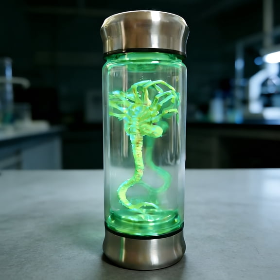 LED Glowing Alien Creature Sci-Fi Gothic Home Decor, Creepy Halloween Tabletop Decoration, Light-Up Extraterrestrial Figurine