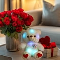 thumbnail image 1 of LED Glowing Bear Plush with Double Hearts 12-inch, Color-Changing Night Light Decor, Auto Timer Polyester Gift, 1 of 7