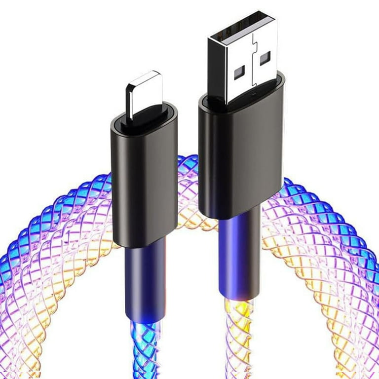 LED Glowing Charging Cable 3Ft, RGB Light Gradual Lighting, USB A - Main Image