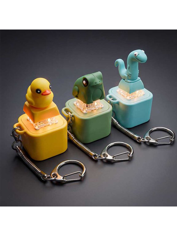 LED Glowing Fidget Clicker Toy, Mechanical Switch Stress Relief Keychain for Kids & Adults, Cute Animal Duck/Frog/Lizard Decompression Toy, Type-C Rechargeable, Pocket-Sized Gift