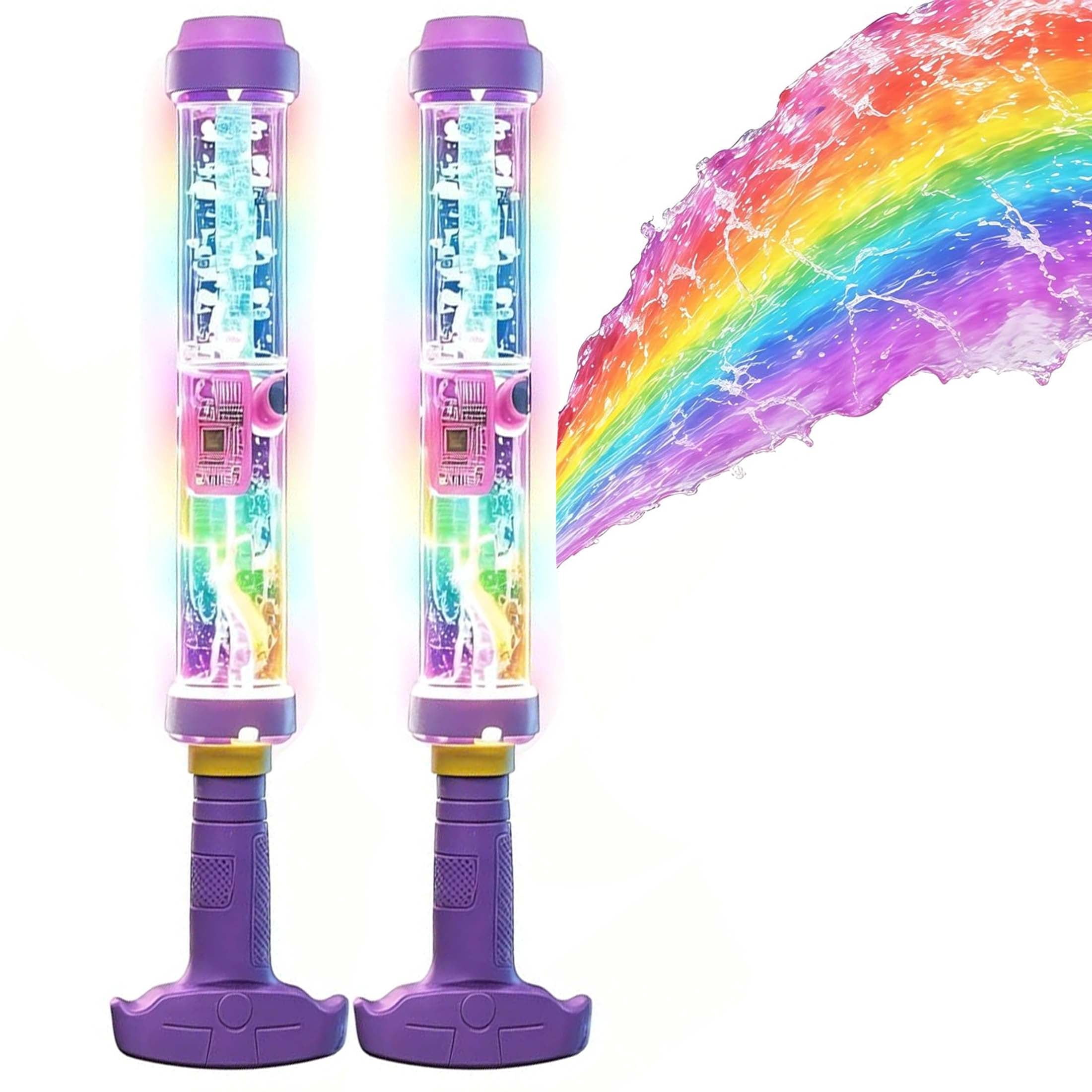 LED Glowing Rainbow Water Blaster, Light Up Water Gun for Summer Pool Backyard Beach Birthday Party Outdoor Game