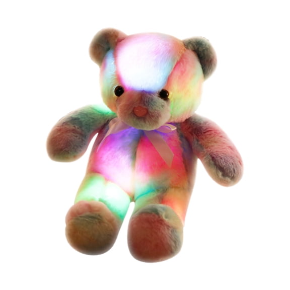 LED Glowing Teddy Bear Plush Toy - Soft Huggable Night Light Stuffed Animal, Colorful Light-Up Pillow for Kids/Adults Bedroom Decor (5 Colors)