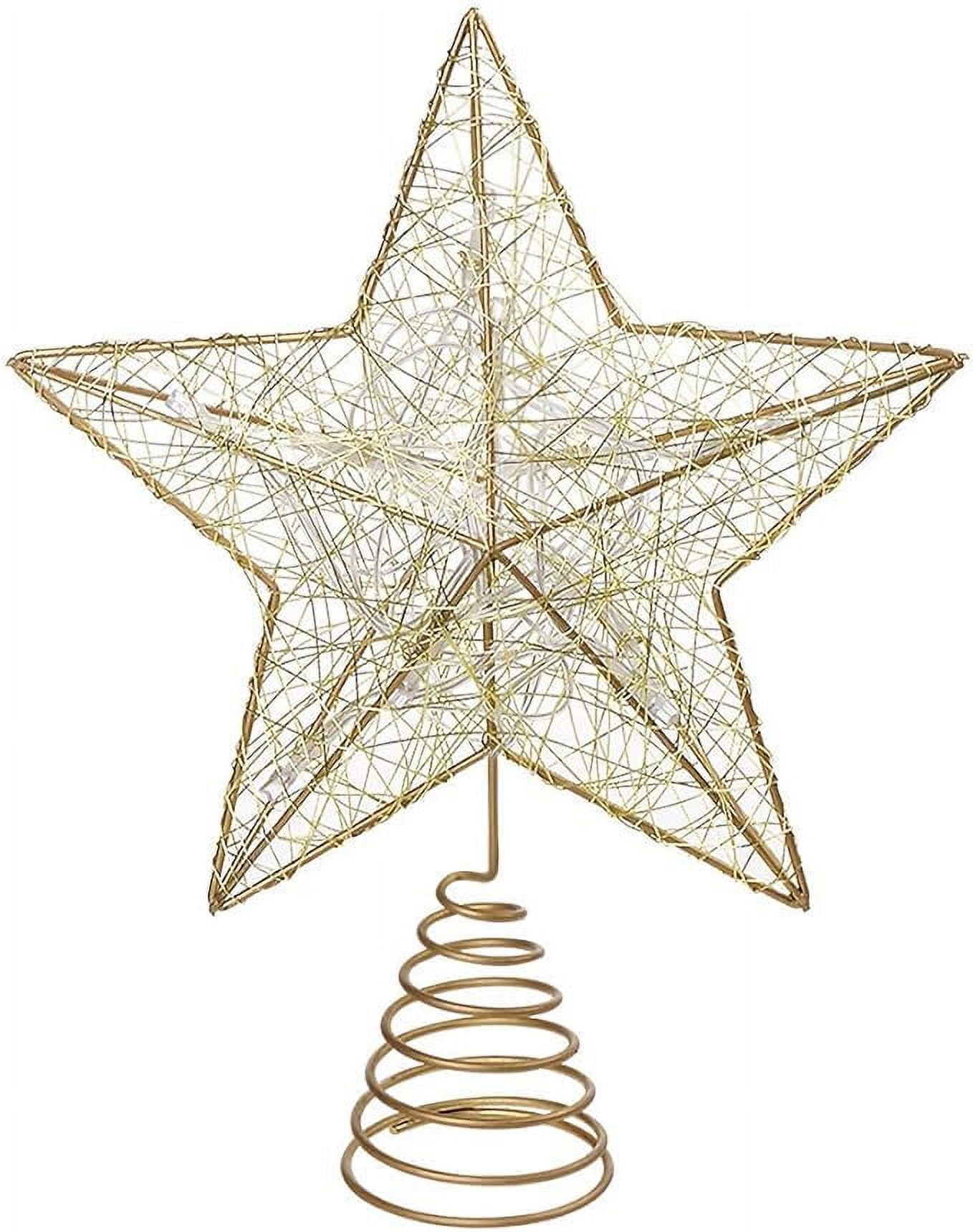 LED Gold Christmas Tree Topper Star, Glitter XmasTree Decorations
