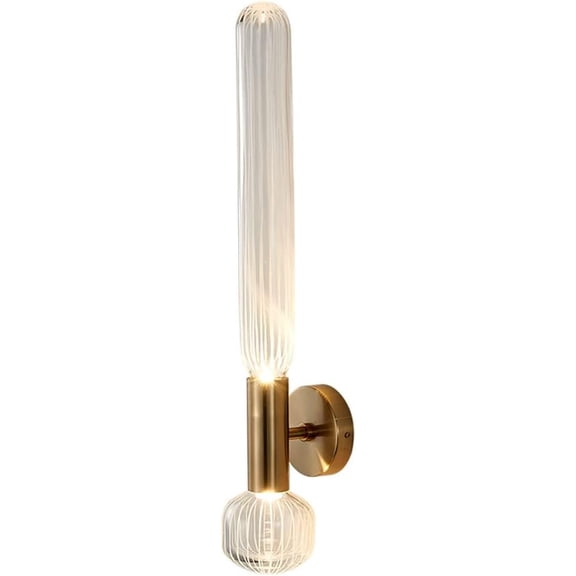 LED Gold Wall Mount Light Glass Wall Lamp Shade 10W Hardwired Sconce, Bedroom Bedside Wall Lighting Fixture, Hallway Living Room Wall Mount Light, 3000K Warm White