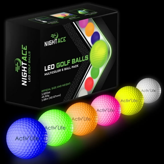 LED Golf Balls (6 Multicolor) Best Glow in the Dark Golfer Gifts for Men and Women Night Golfing Unique Novelty Cool Easter Basket Stuffers Dad Presents Light Up Fun Stuff Trick Gadgets