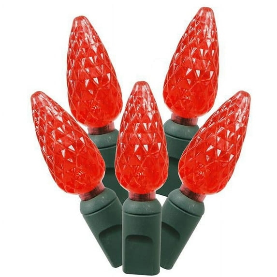 LED Green Wire End Connecting 4 in. Spacing 34 ft. Long Light Set with Red Lights