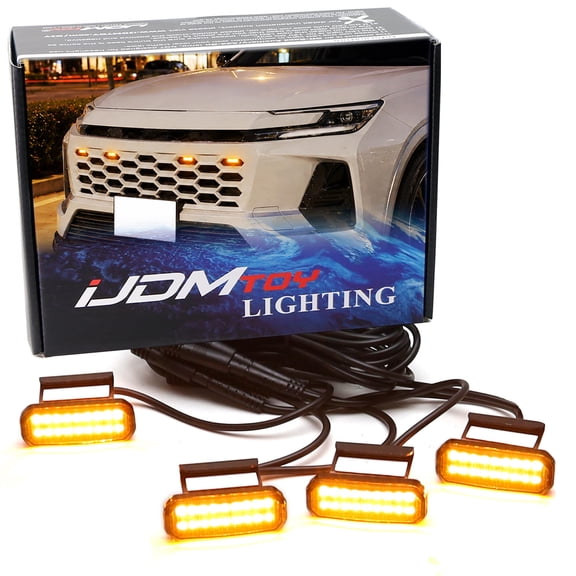 LED Grille Marker Light Kit For Toyota 2026-up RAV4 | Fit LE/SE/XLE/XSE/Limited, TRD Pro Style Front Clearance Running Lamps, (4) Smoked Lens Amber Full LED w/Harness, Clip-on Fit