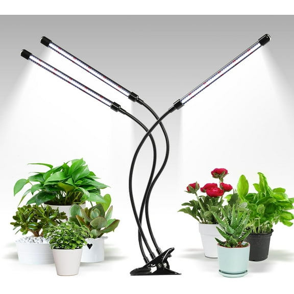 LED Grow Light, 6000K Full Spectrum Clip Plant Growing Lamp with 126 White Red LEDs for Indoor Plants, 5-Level Dimmable, Auto On Off with 4/8/12H Timer, 3 Tubes