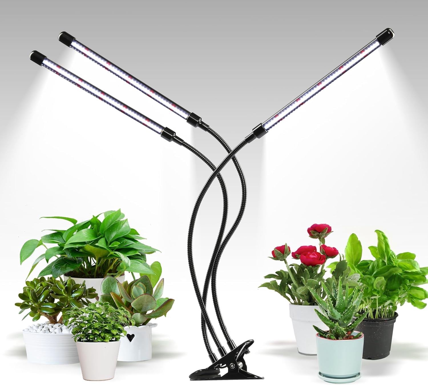 LED Grow Light, 6000K Full Spectrum Clip Plant Growing Lamp with 126 ...