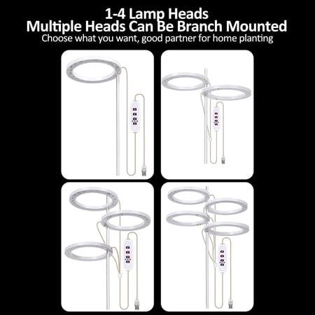 LED Grow Lights Angel LED Grow Lights Full Spectrum Plant Lamp with 20 LEDs 8H/12H/16H Timer 5 Dimmable Levels Height Adjustable USB Angel Ring Lamp for Succulents