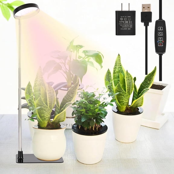 LED Grow Lights for Indoor Plants Full Spectrum, 48 LEDs Plant Light with 2 Mounting Options, 3 Optional Spectrums, 3/9/12Hrs Timer, 10 Brightness Levels, 6.7"-26" Height Adjustable, Black