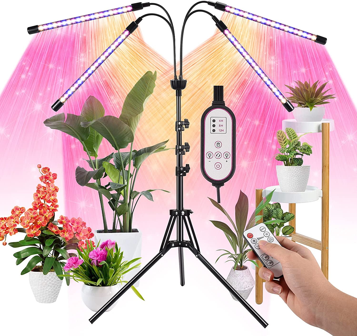 T8 4ft LED Grow Light for Indoor Plants, Red & Blue Spectrum, 40W, 4-Pack