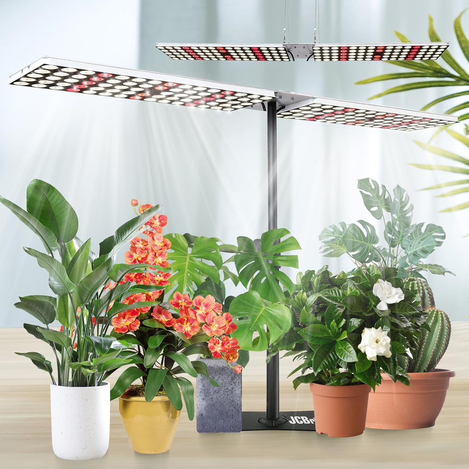 LED Grow Lights with Stand 2ft White Full Spectrum with IR Hanging Mounting Standing Plant Light Table Desk Grow Lamp for Seed Starting, Seedlings, Veg, Flower (100.00, Watts)