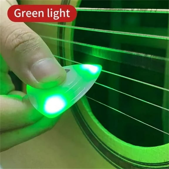 LED Guitar Pick Plectrum - Light Up Luminous Plectrums for Acoustic Electric Guitar Mandolin - Glow in Dark Accessory for Beginners Professionals Night Playing - ABS Button Battery Picks