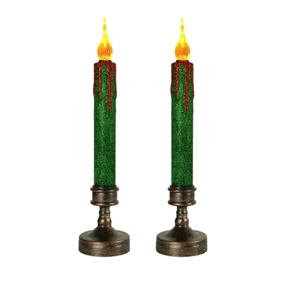 LED Halloween Candle Lights, Battery Operated Flameless Decorative Candle Holder with Flickering Flame Effect, Vintage Electric Candlestick for Halloween Party Home Decor