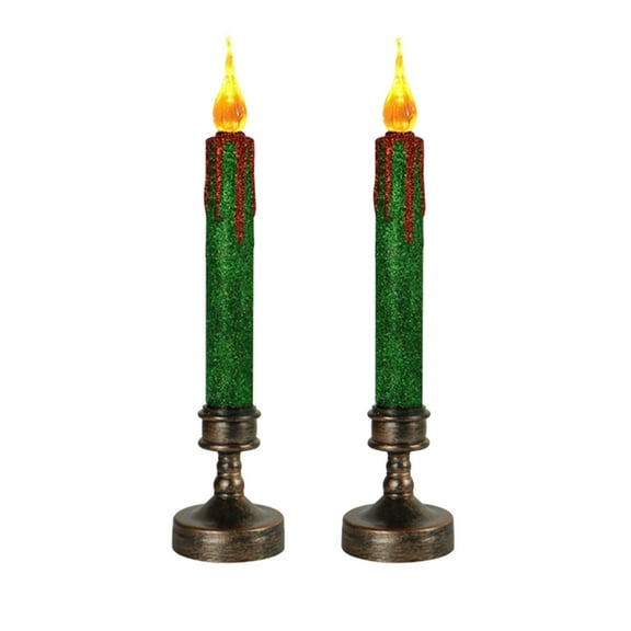 LED Halloween Candle Lights, Battery Operated Flameless Decorative Candle Holder with Flickering Flame Effect, Vintage Electric Candlestick for Halloween Party Home Decor