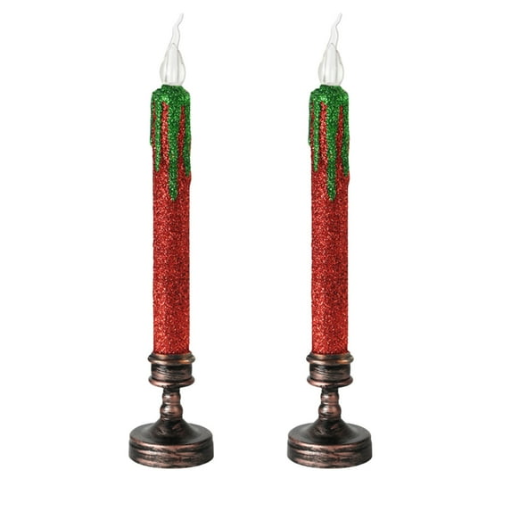 LED Halloween Candle Lights, Battery Operated Flameless Decorative Candle Holder with Flickering Flame Effect, Vintage Electric Candlestick for Halloween Party Home Decor