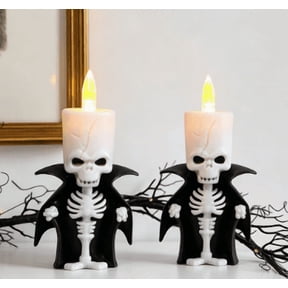LED Halloween Candle Lights, Skeleton Vampire Shaking Flameless Flickering Decor Lamp, 2 Pack Battery Operated, for Spooky Party Table Window Mantel Haunted House Indoor Halloween Festival Decoration