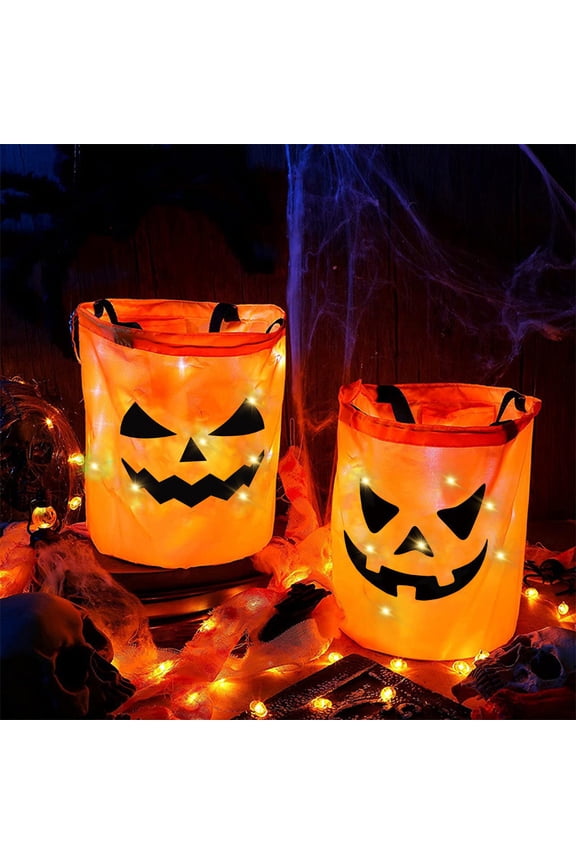 LED Halloween Candy Bags Up Halloween Party Bags Halloween Bags Up Candy Bags Multipurpose Reusable Bucket for Kids Halloween Supplies Favors for Halloween Festive Home Accents