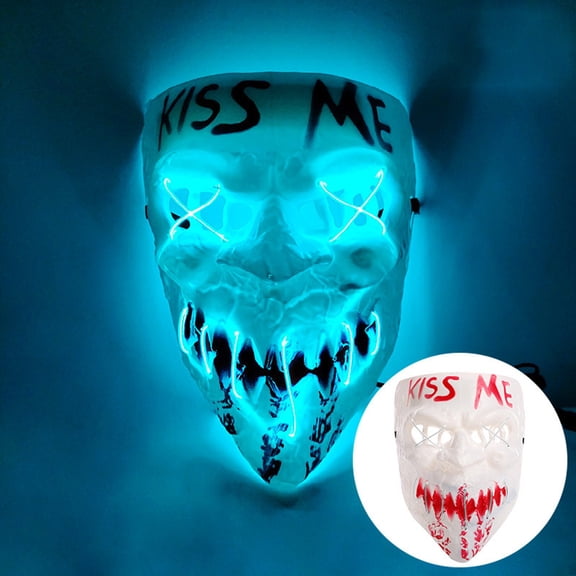 LED Halloween Mask Light Up X-Eye Scary Purge Mask for Adults Teens Horror Cosplay