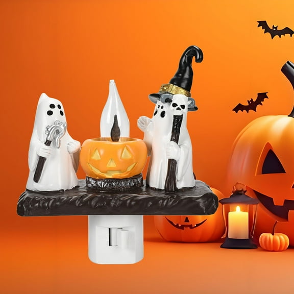 LED Halloween Night Light Plug in,Ghost Campfire Nightlight,Campfire Flickering,Halloween Party Decorations for Adults,Kids,Gift (1 pack)