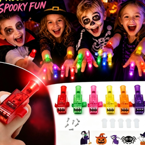 LED Halloween Projection Finger Light Toys for Kids, Glow in the Dark Party Props and Costume Accessories, Fun Patterns Light Up Goodie Bag Fillers Holiday Prizes