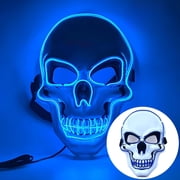 LED Halloween Skull Mask Light Up Scary Skeleton Face Mask for Adults Teens Cosplay Party Supplies
