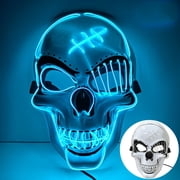 LED Halloween Skull Mask Light Up Stitched Skeleton Face Mask for Adults Teens Cosplay
