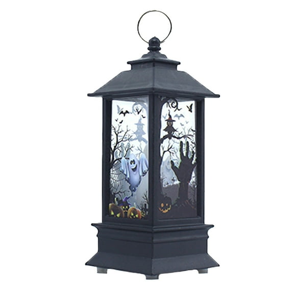 LED Halloween Snow Globe Lantern with Flying Ghosts & Pumpkin - Battery Operated Lighted Lantern for Haunted House, Party & Home Decor