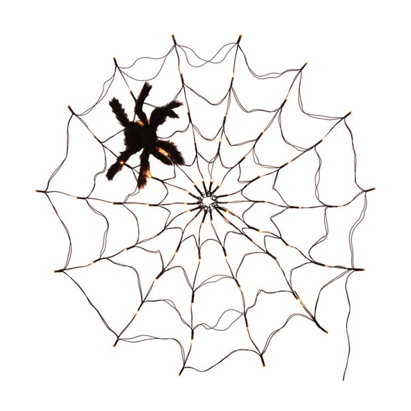 LED Halloween Spider Web Light ，Net Lights and 1 Black Spider for Yard Garden Scary Halloween Theme -USB
