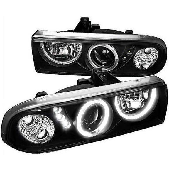 LED Halo Projector Headlight In Black Housing Clear Lens Made For 1998 - 2004 Chevrolet Chevy S10 Blazer Pickup 98 99 00 01 02 03 04