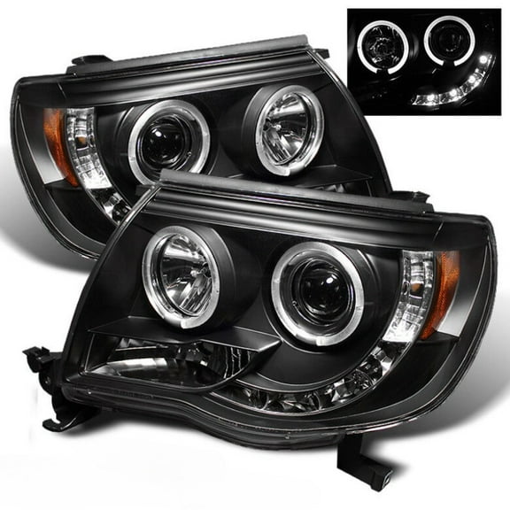 For Black 2005-2011 Toyota Tacoma LED Halo Projector Headlights lamps Pre Runner