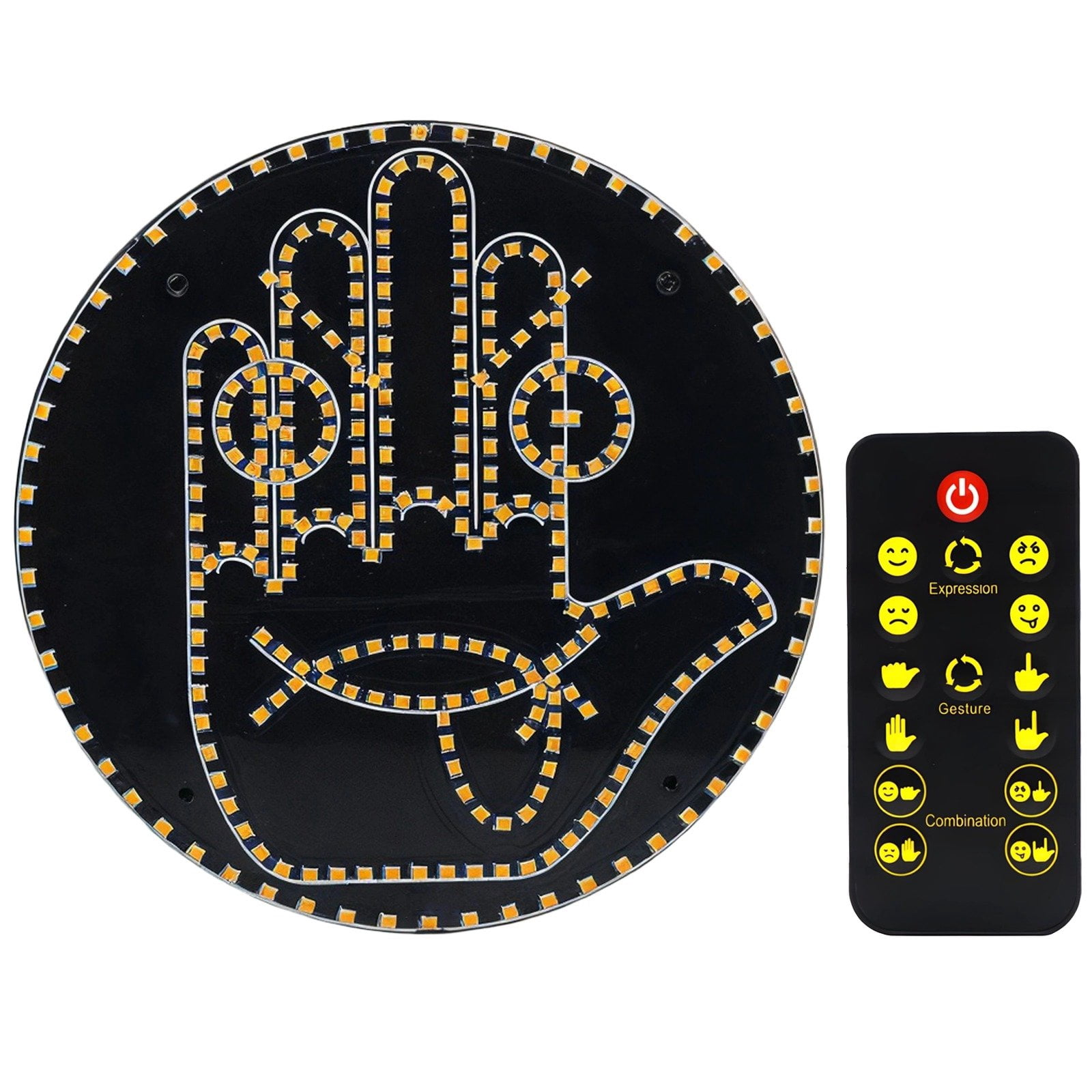 LED Hand Gesture Light, Car Emoticon Gesture Lamp with Remote Control ...