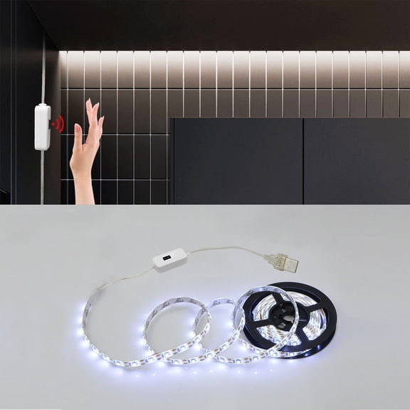 LED Hand Sweep Sensor Light Strip USB Powered 4M Motion Activated Under Cabinet Closet Wardrobe Lighting Flexible Waterproof Light Strip For Kitchen Bedroom TV Background Staircase Illumination