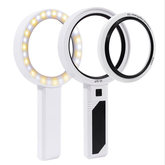 LED Handheld Magnifying Glass with 26 Ultra-Bright LEDs – Lightweight Reading Magnifier with Distortion-Free Optical Lens for Close Work, Coins, and Small Print