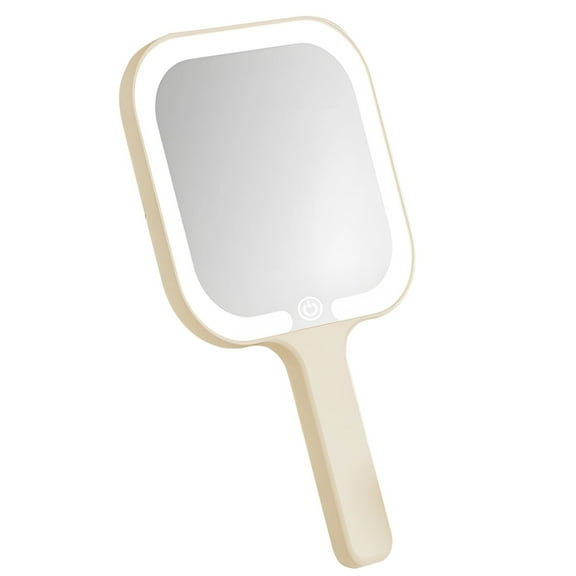 Pearl White Touch-Control Makeup Mirror - LED Handheld Mirror |3X Natural Light Modes, USB-C Fast Charge, Travel-Ready Compact Vanity Essential (Rectangle)