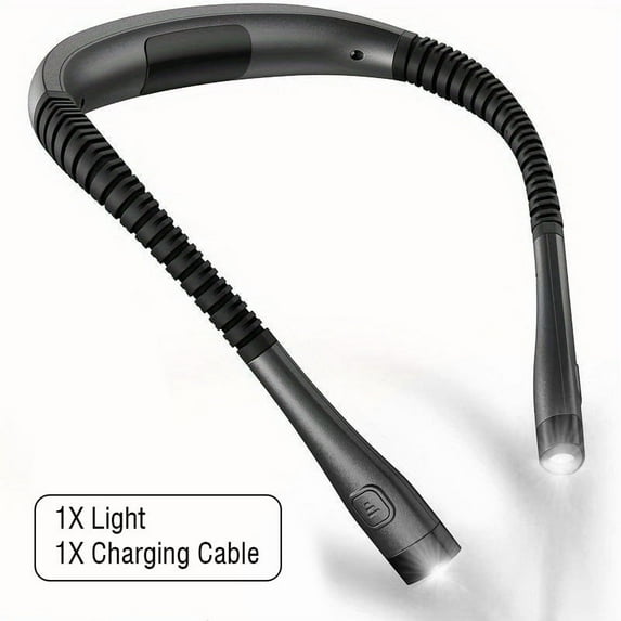 LED Hands-free Flashlight, Neck Lamp, Reading Light, Book Light for Reading in Bed, 3 Colors, 6 Brightness Levels, Bendable Arms, Rechargeable, Long Lasting, Perfect for Reading, Knitting, Camping, Re
