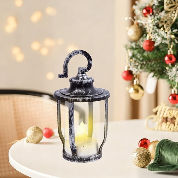 LED Hanging Lantern, Plastic Wind Lamp with Hook for Indoor Outdoor Decor, Flameless Ambient Light for Holiday Parties, Patio, Camping
