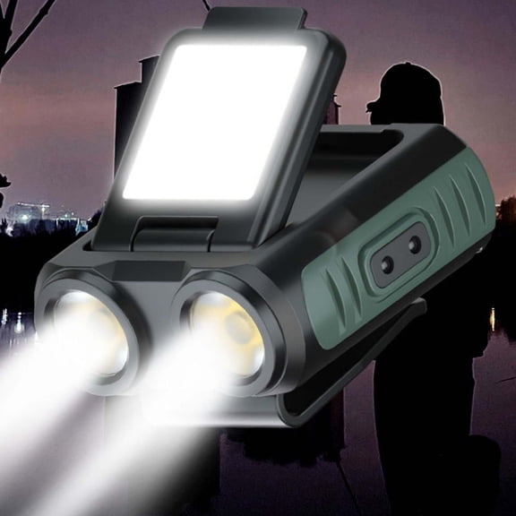 LED Hard Hat Light, 900Lumens Rechargeable Dimmable Clip on Cap Lights, Hands Free Hat Flashlight Headlamp Waterproof for Running, Camping, Hunting, Cycling