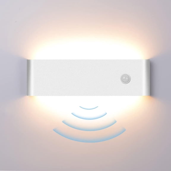 LED Hardwired Motion Sensor Light Indoor Wall Sconce, 12W Motion Sensor Wall Light Indoor Sconce Wall Aluminum Modern Wall Sconce for Living Room Hallway Stair Warm White(Not Battery Operated)