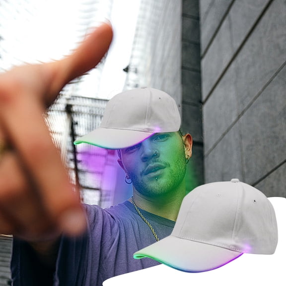 LED Hat Light up Baseball Cap Flash Glows Party Hat Raves Accessories, Adjustable Polyester Glowing Hat, Glow in the Dark Party Favors for Festival Party Decor