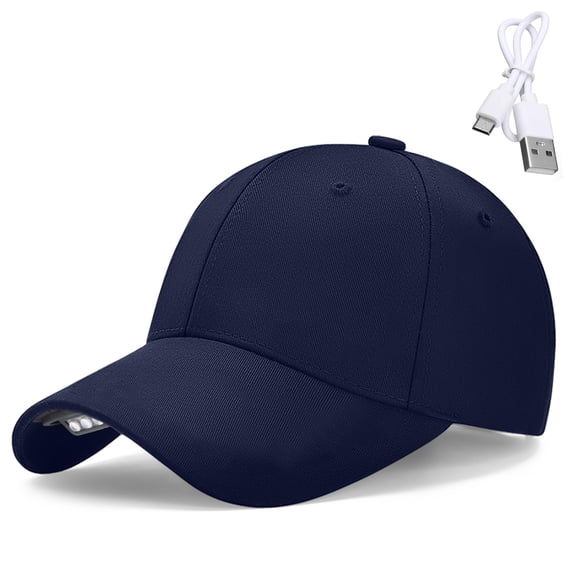 LED Hat Light-Rechargeable Hands Free Baseball Cap with Removable 3-LED Light Board, Hat Flashlight for Outdoor Camping, Blue
