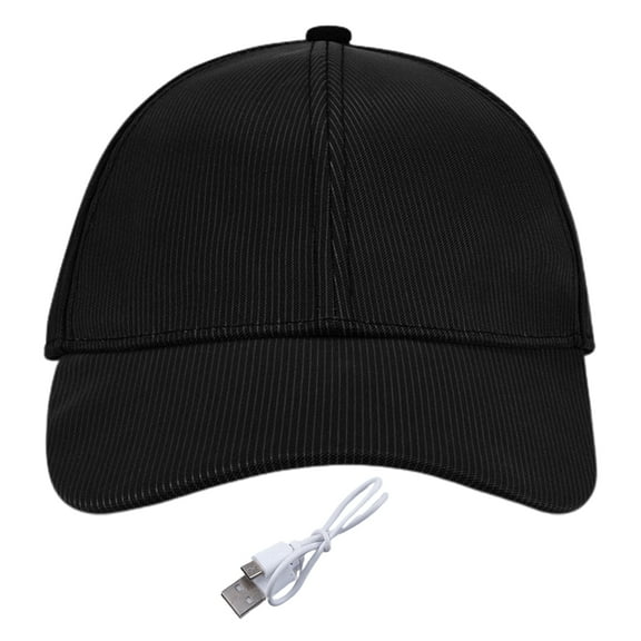LED Hat Light Up Baseball Cap Flash Glow Hat USB Rechargeable Hip-Hop Luminous Hat Halloween Flashing Cap for Party Disco Bar-Black