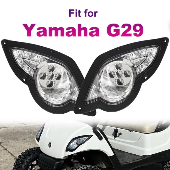 LED Head Light Kit For Yamaha G29(2007-2016) Gas or Electric Golf Cart Models Passenger Driver Side Replace 12V Front Headlight Kit Assembly for Yamaha (Left & Right Replacement)