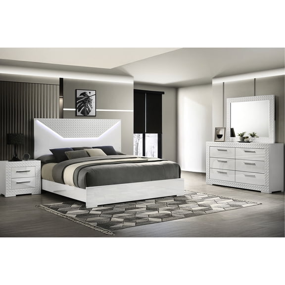 LED Headboard in 4-Piece Bedroom Set - Elevate Bedroom Aesthetic
