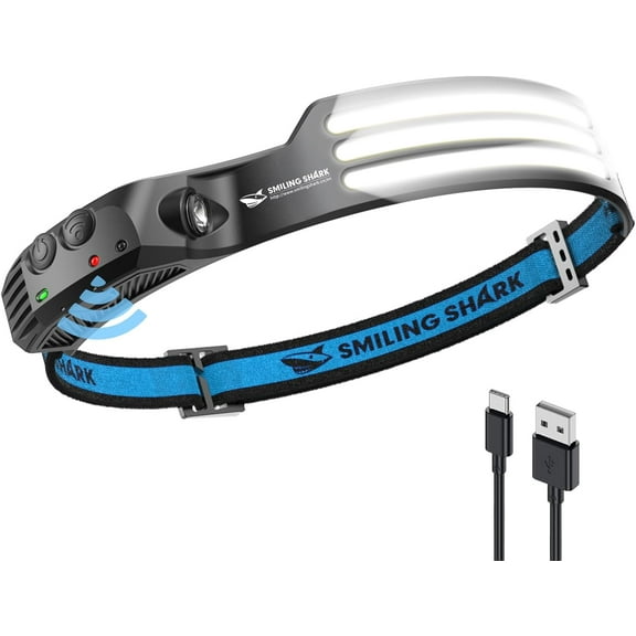 LED Headlamp, 230Wide Angle 3*White Light Strips The Brightest Head Lamp Rechargeable Waterproof Headlight for Camping Hiking Outdoor, Head-Lamp-LED-Frontale-Light