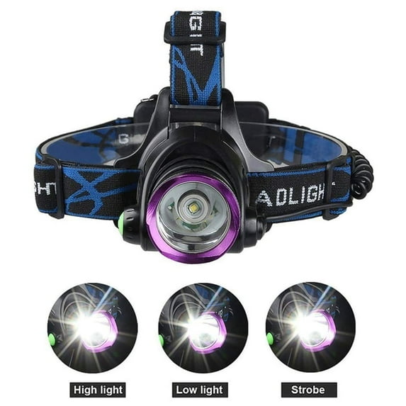 LED Headlamp Flashlight, 3 Modes Super Bright Headlamps with 2 Rechargeable 18650 Battery for Long Working Time, Perfect Zoomable Headlights for Running, Fishing, Camping