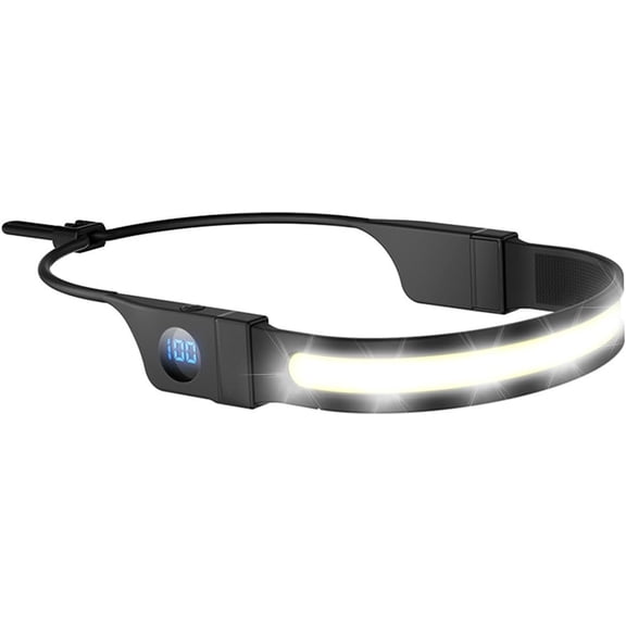 LED Headlamp Flashlight, High Lumens 230? Broadbeam Headlight, USB Rechargeable Lamp with Digital Power Display, Lightweight Headlamps for Camping Running Hiking, Flexible